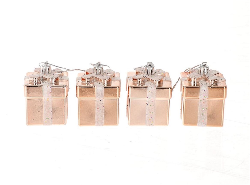Kersthanger cadeautje set a 4 stuks roze | HBX natural living