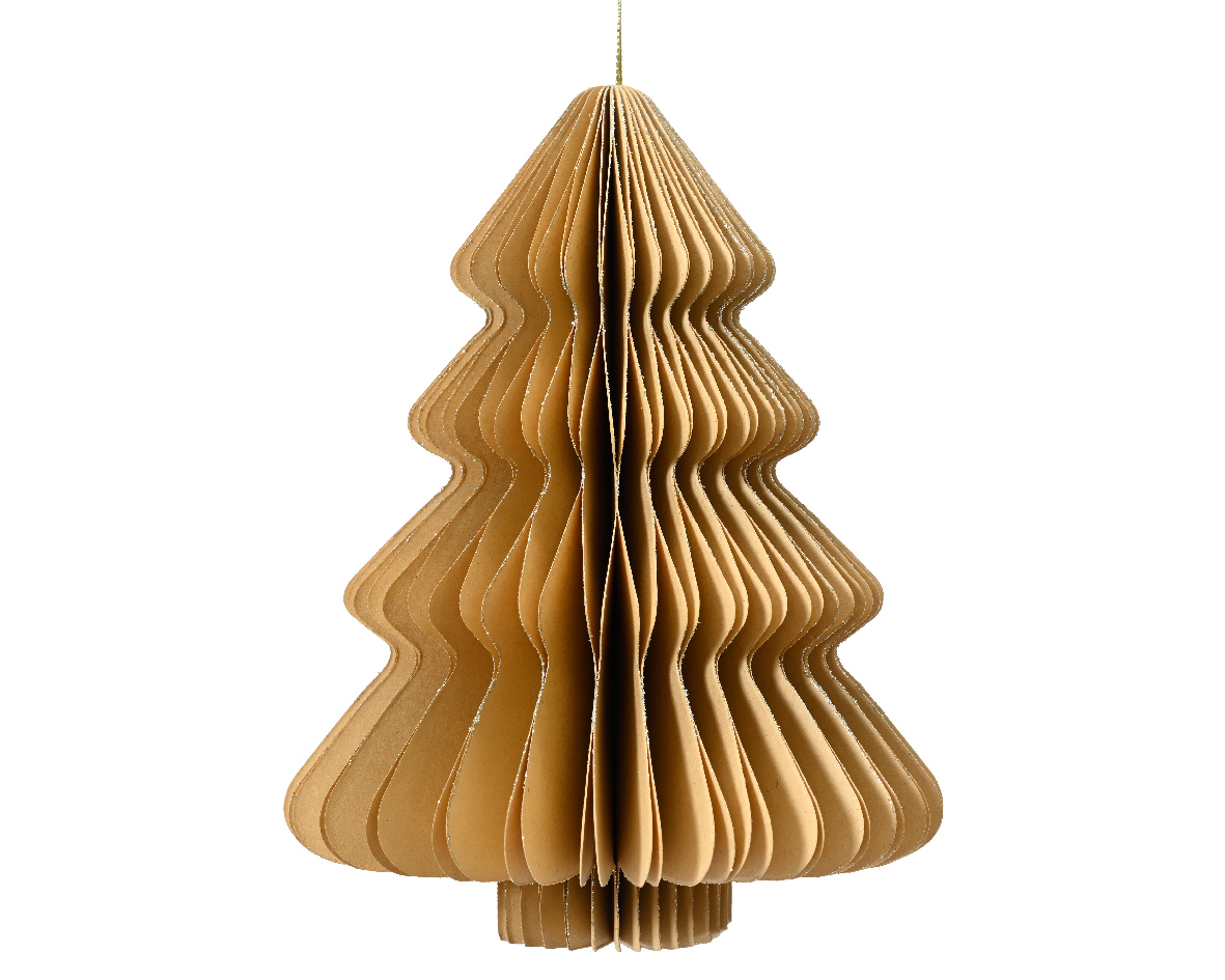 Kersthanger everlands kunstkerstboom papier beige 15cm | Decoris