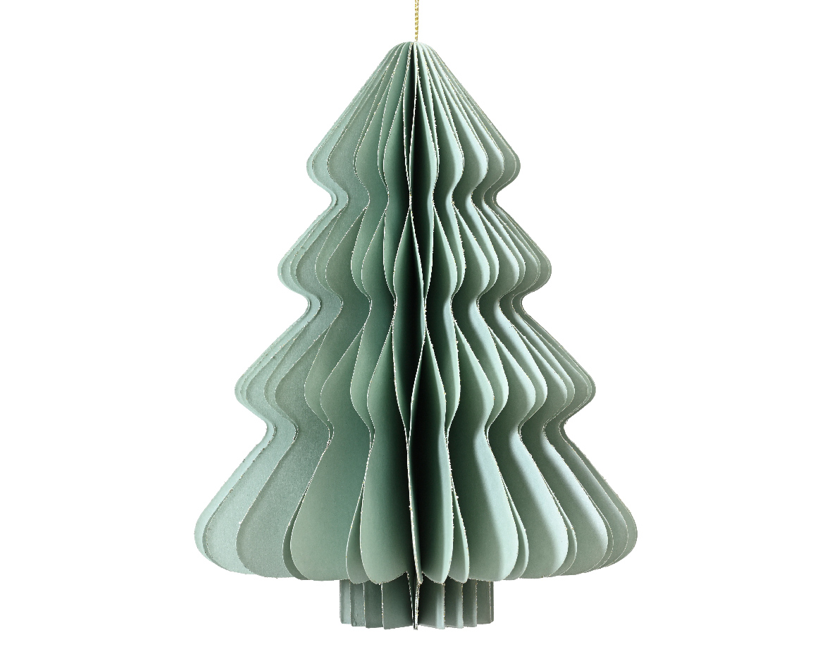 Kersthanger everlands kunstkerstboom papier groen 15cm | Decoris