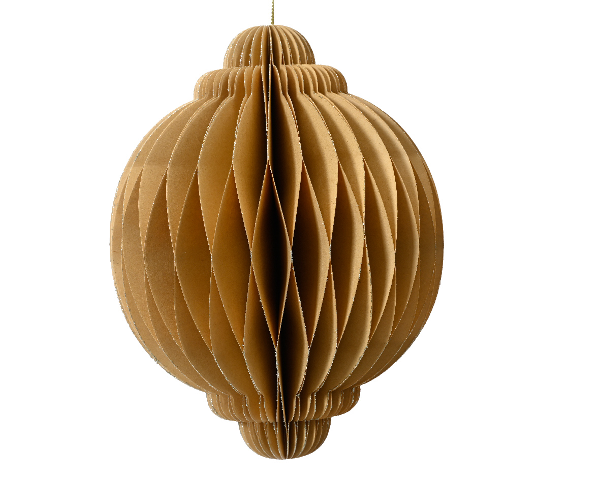 Kersthanger papier uivorm beige H15cm | Decoris