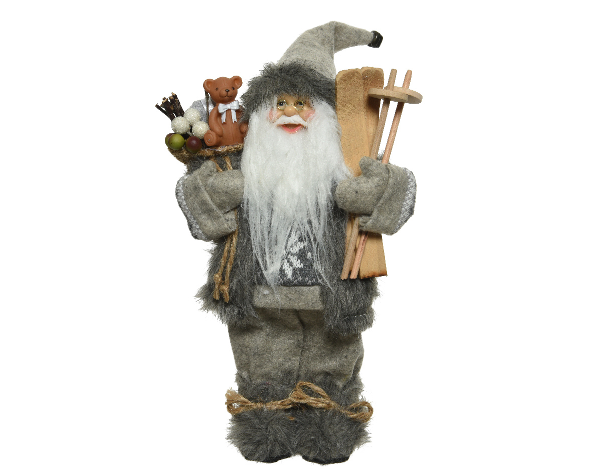 Kerstman H45cm grijs polyester | Decoris
