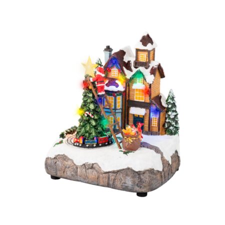 Kerstscene everlands kunstkerstboom LED 16x19x22cm | Lumineo