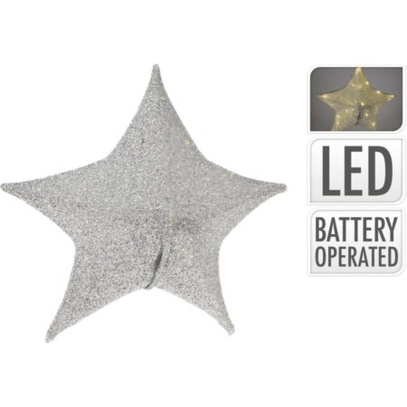 Kerstster 50 Cm 30 Led Stof Zilver |
