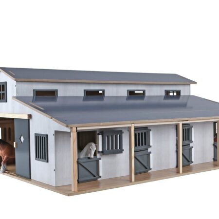 Kids Globe Paardenstal met 7 boxen en weide 1:24 75x69x32cm | Kids Globe