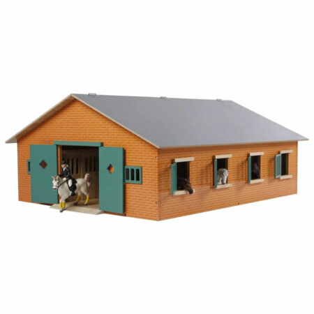 Kids Globe houten paardenstal met 7 boxen voor Schleich paarden 1:24 | Kids Globe