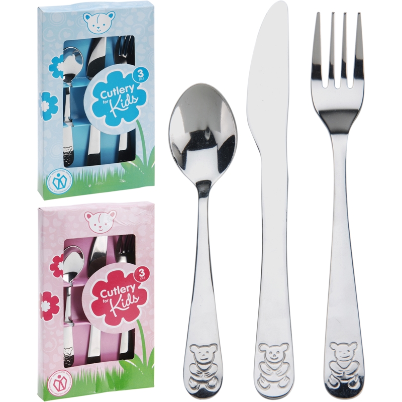 Kinderbestekset 3-delig RVS 115x19x197mm | Merkloos