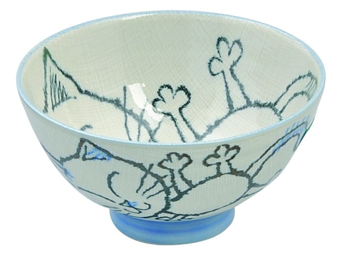 Kinderkom Blauwe Kawaii Cat - Keramiek - 250ml - 11.5 x 5cm | Tokyo Design Studio