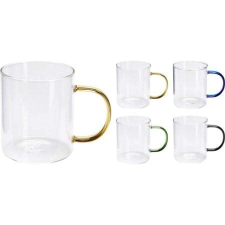 Koffie- Theeglas met gekleurd oor | Merkloos