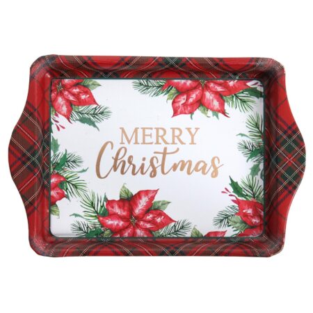 Koffie tray kerst bloem goud 21x14x2cm | Svenska Living