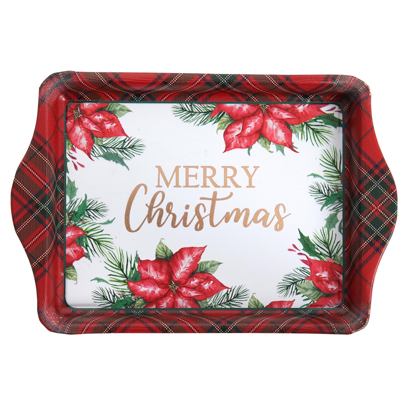 Koffie tray kerst bloem goud 21x14x2cm | Svenska Living