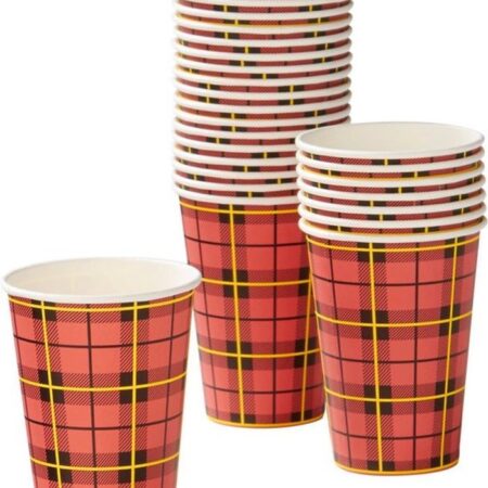 Koffiebeker Rood Geruit 180cc Karton Pak 100 Stuks |