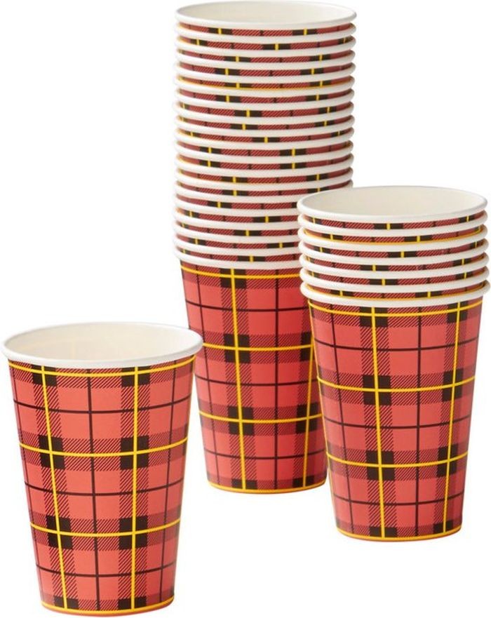 Koffiebeker Rood Geruit 180cc Karton Pak 100 Stuks |