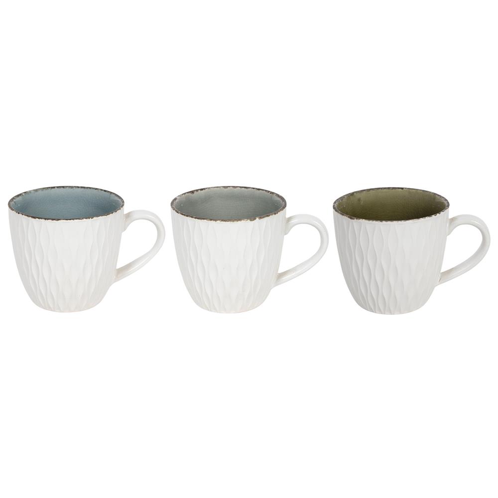 Koffiemok embossed wit/crackle 350ml 6st | Svenska Living