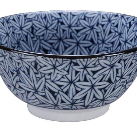 Kom met blauw-witte bladerpatroon - Mixed Bowls - 500ml - 15 x 7cm | Tokyo Design Studio