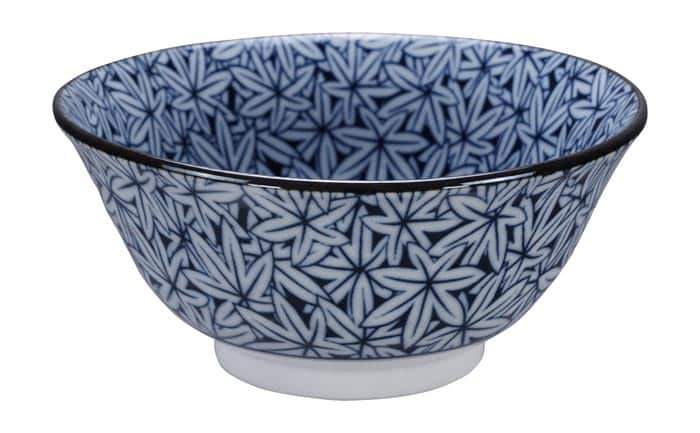 Kom met blauw-witte bladerpatroon - Mixed Bowls - 500ml - 15 x 7cm | Tokyo Design Studio
