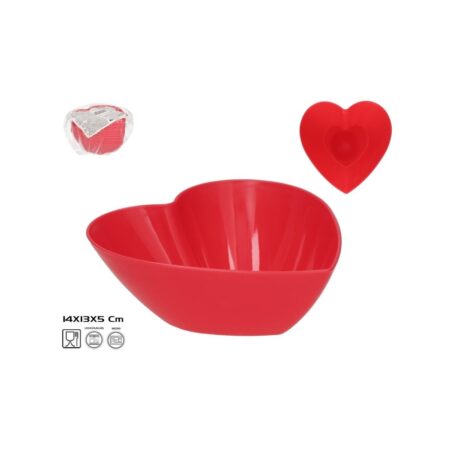 Kom rood hart 14x13x5 cm | Merkloos