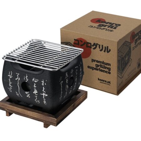 Konro Grill Groot - Vierkant Houten Onderstel - 15x15x13.5cm | Tokyo Design Studio