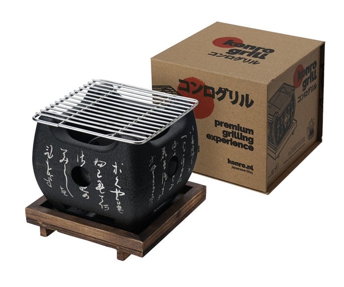 Konro Grill Groot - Vierkant Houten Onderstel - 15x15x13.5cm | Tokyo Design Studio
