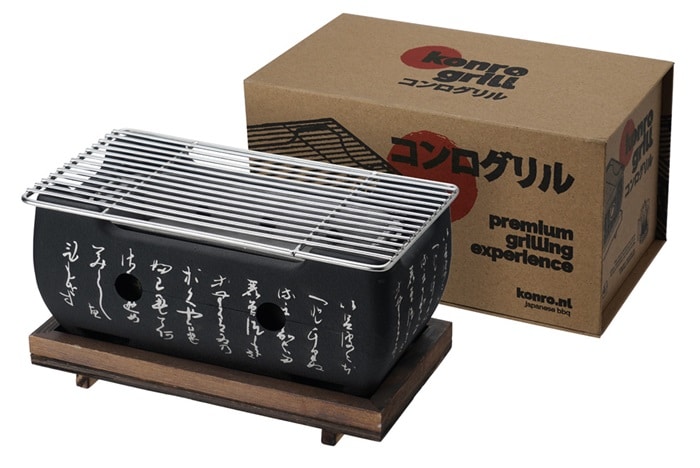 Konro Grill Medium - Recht Houten Onderstel - 24x12.5x11.5cm | Tokyo Design Studio