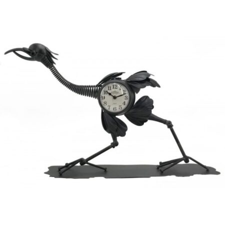 Kraanvogel klok lopend zwart | Sam. B.V.