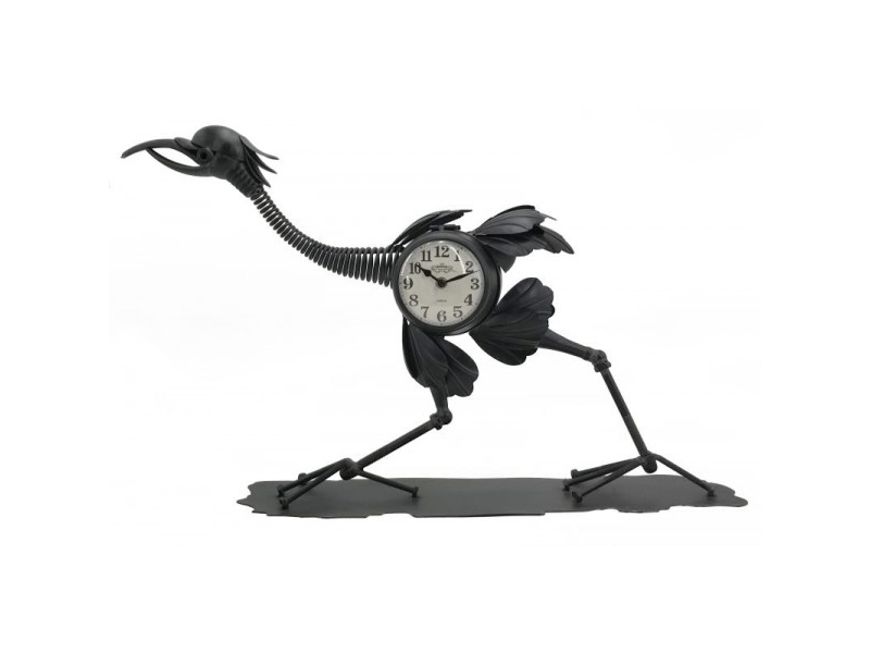 Kraanvogel klok lopend zwart | Sam. B.V.
