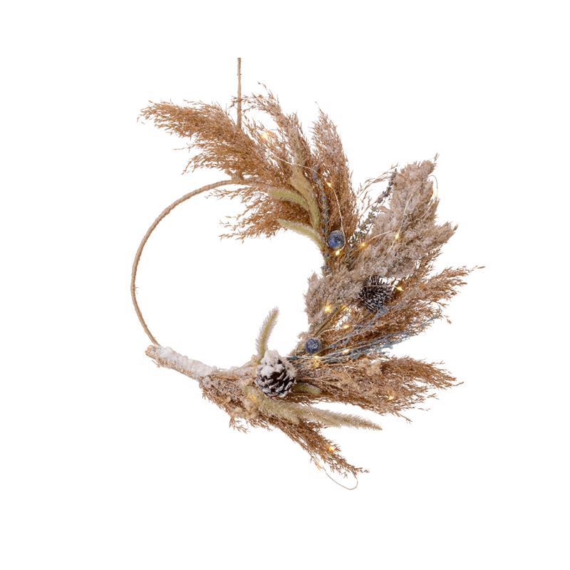 Krans met droogbloemen met verlichting | Lumineo