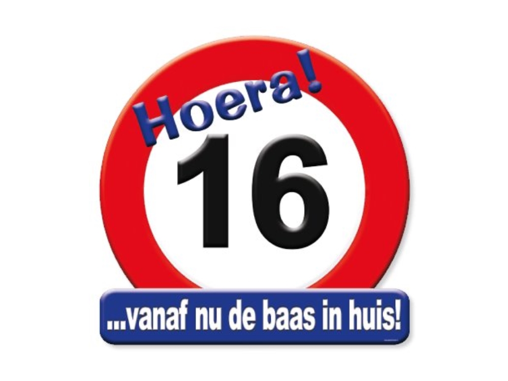 Kroonschild verkeersbord-16 jaar | Paperdreams