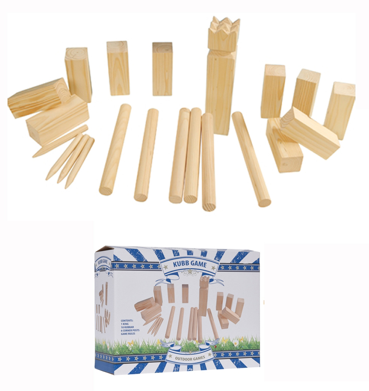 Kubb spel groot hout 21-delig | Merkloos