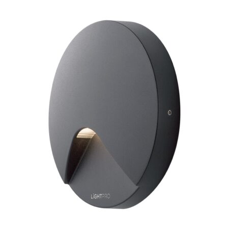 Kuma LED Wandlamp - 6 Watt - 105 Lumen - 3000K warm wit - 12V - IP44 Waterdicht - Rond - Downlight - Antraciet | Lightpro