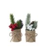 Kunst kerststukje in jute pot Ø5xH15cm | Decoris