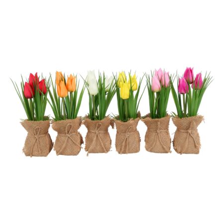 Kunstbloem in pot Tulp veelkleurig H20cm | Countryfield