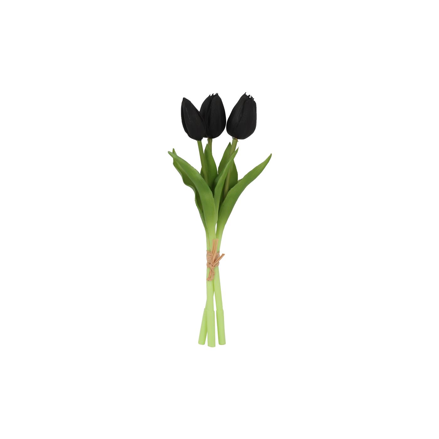 Kunstboeket tulpen zwart H29cm- 3 stelen | Countryfield