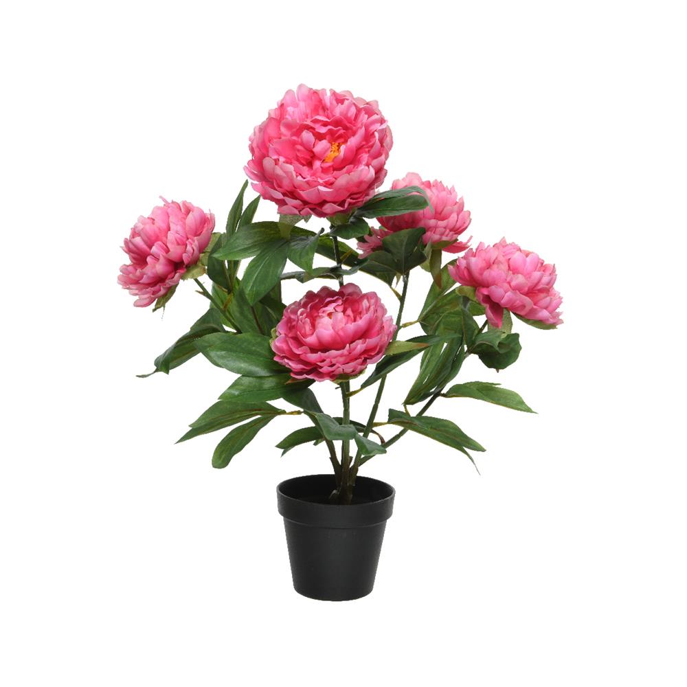 Kunstplant Pioenroos h57cm fuchsia | Decoris