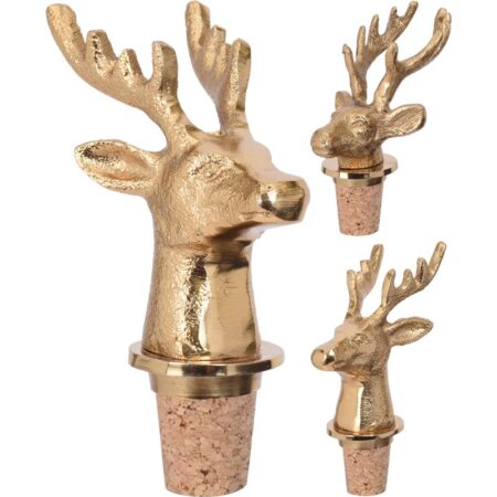 Kurk stopper voor fles hert 9cm goud | Z