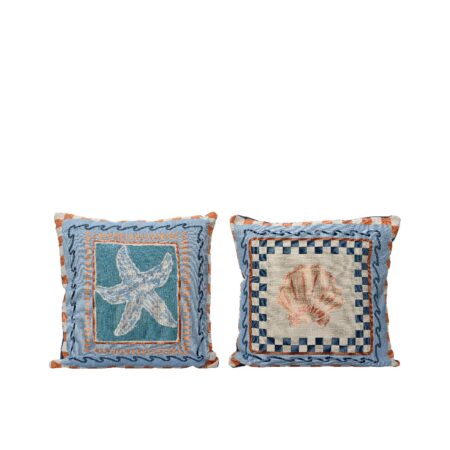 Kussen met schelp katoen 43x43x4cm | Decoris
