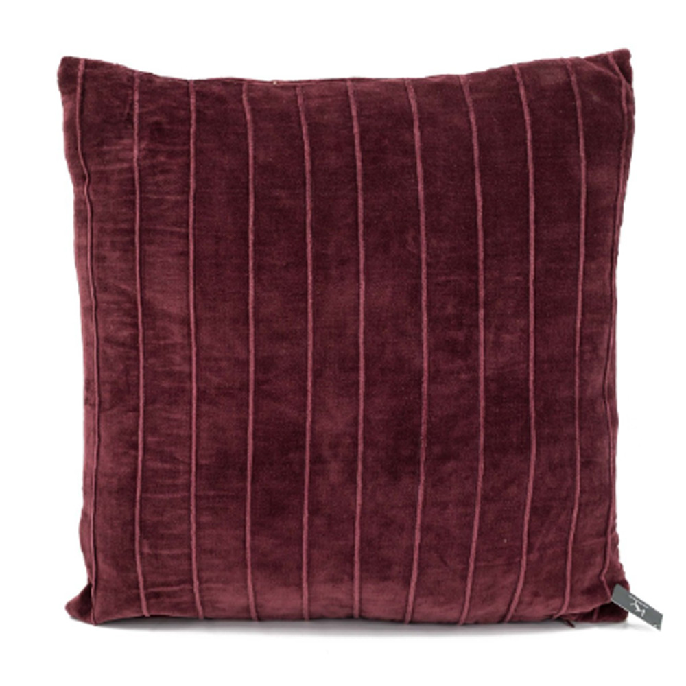 Kussen velvet rood met strepen |