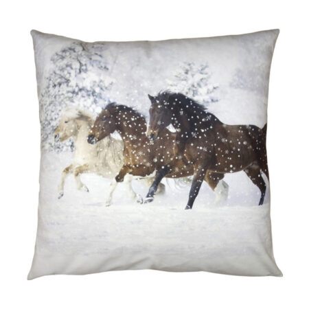 Kussenhoes wit bruin paarden | Clayre&Eef