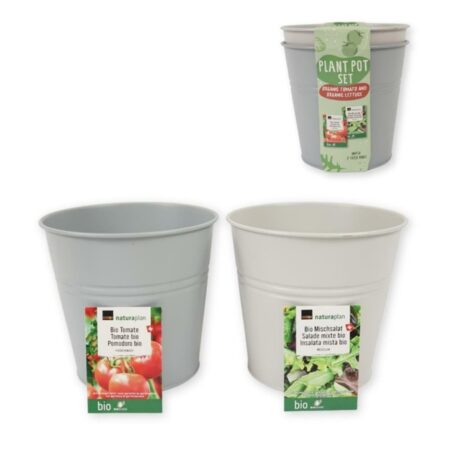 Kweekset Emmer Bio Tomaten En Sla 17Cm Metaal |