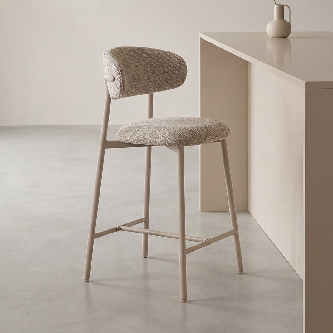 LABEL51 Barkruk Kaito Prestige-stof - Beige/Taupe (zithoogte 64cm) | LABEL51