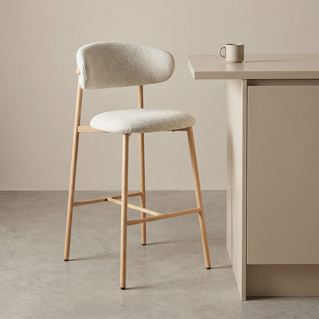 LABEL51 Barkruk Kaito Prestige-stof - Naturel (zithoogte 64cm) | LABEL51