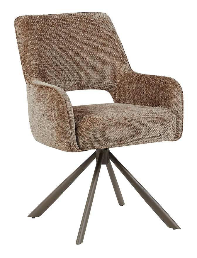 LABEL51 Draaibare Eetkamerstoel Bergerac Chenille - Taupe/Brons | LABEL51