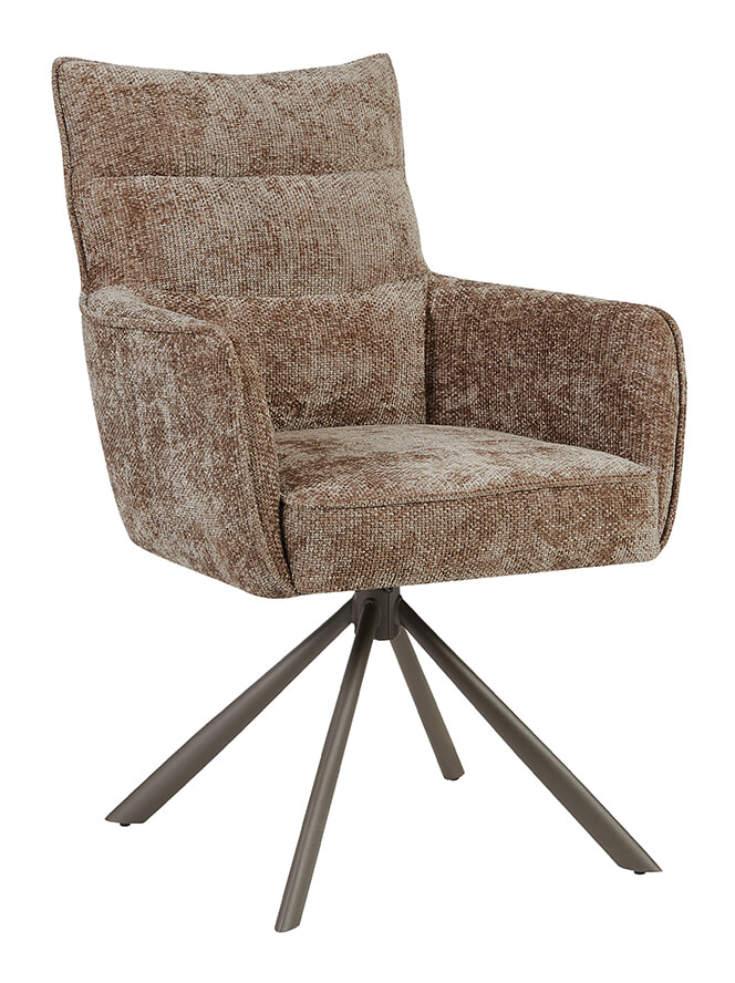 LABEL51 Draaibare Eetkamerstoel Dubai Chenille - Taupe/Brons | LABEL51