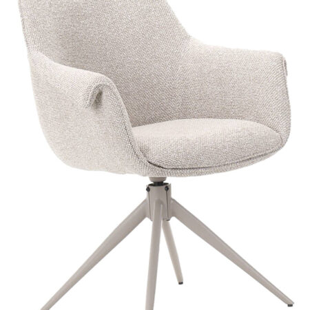 LABEL51 Draaibare Eetkamerstoel Narum Bouclé - Naturel/Taupe | LABEL51