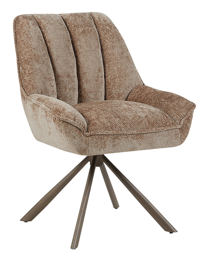 LABEL51 Draaibare Eetkamerstoel Reims Chenille - Taupe/Brons | LABEL51