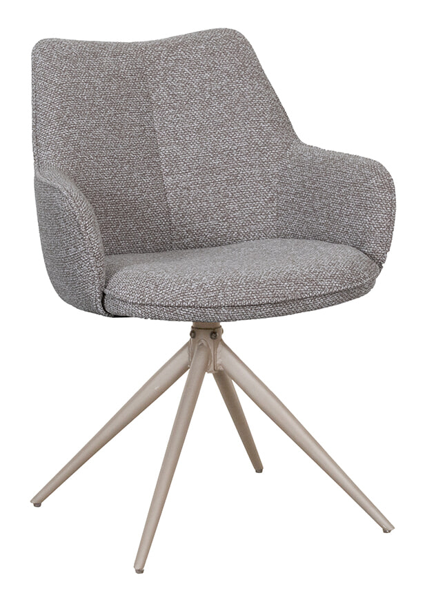 LABEL51 Draaibare Eetkamerstoel Sawa Bouclé - Mushroom/Taupe | LABEL51