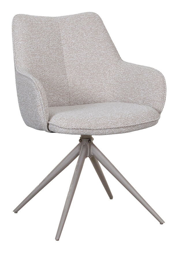 LABEL51 Draaibare Eetkamerstoel Sawa Bouclé - Naturel/Taupe | LABEL51