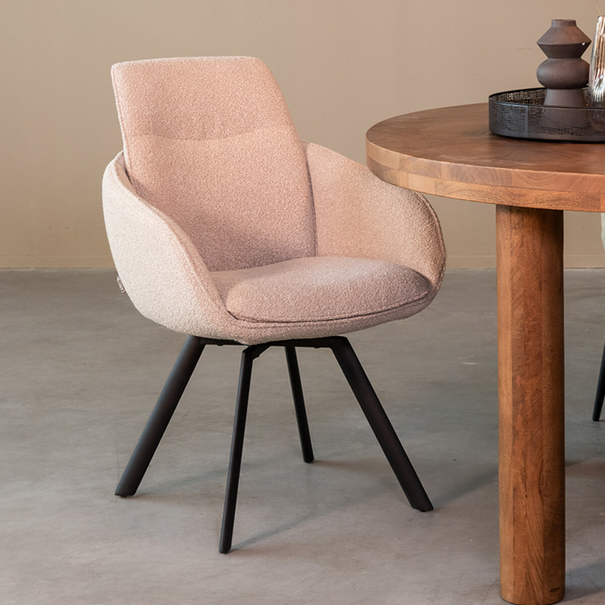 LABEL51 Eetkamerstoel Beauty Bouclé - Naturel | LABEL51