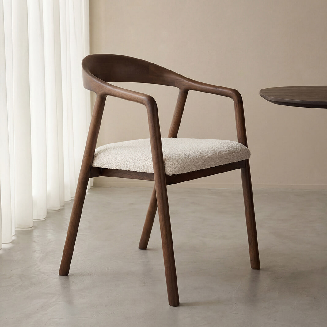 LABEL51 Eetkamerstoel Lone Superb-stof en walnoothout - Naturel | LABEL51