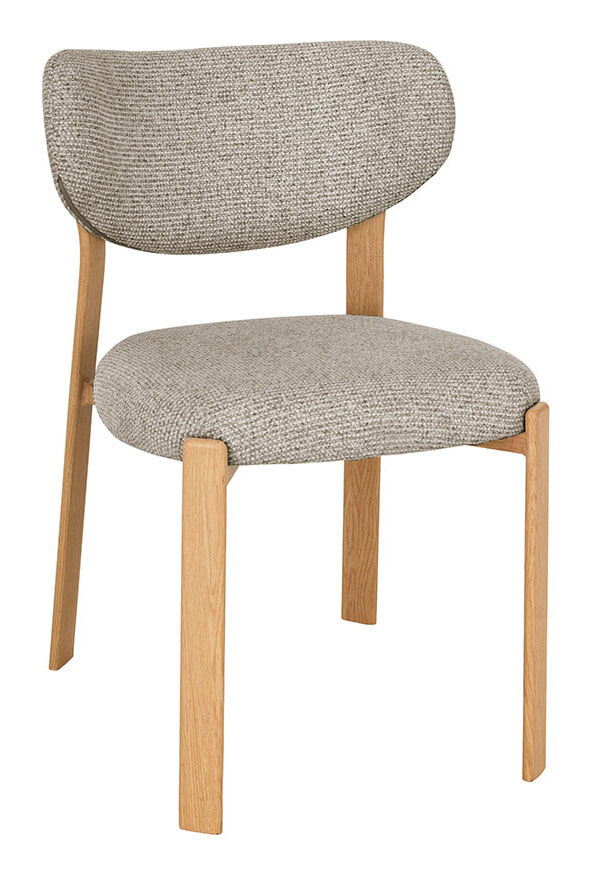 LABEL51 Eetkamerstoel Mika Prestige-stof en naturel houtlook - Beige | LABEL51