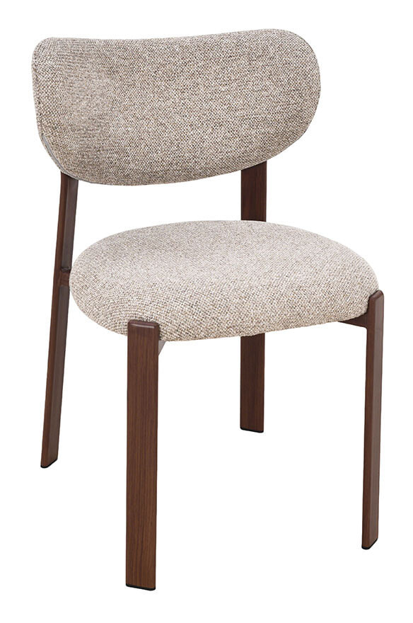 LABEL51 Eetkamerstoel Mika Prestige-stof en walnoot houtlook - Beige | LABEL51